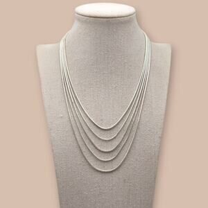 Vintage Multi-Strand Snake Chain Necklace Silver Layered Jewelry